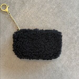 Faux sherling black  Keychain Pouch